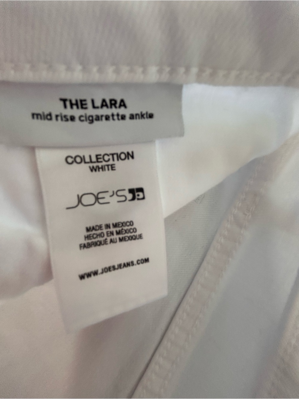 Joe's Jeans White Lara Mid-Rise Cigarette Anke Frayed Hem Jeans Size 34 - Picture 4 of 6